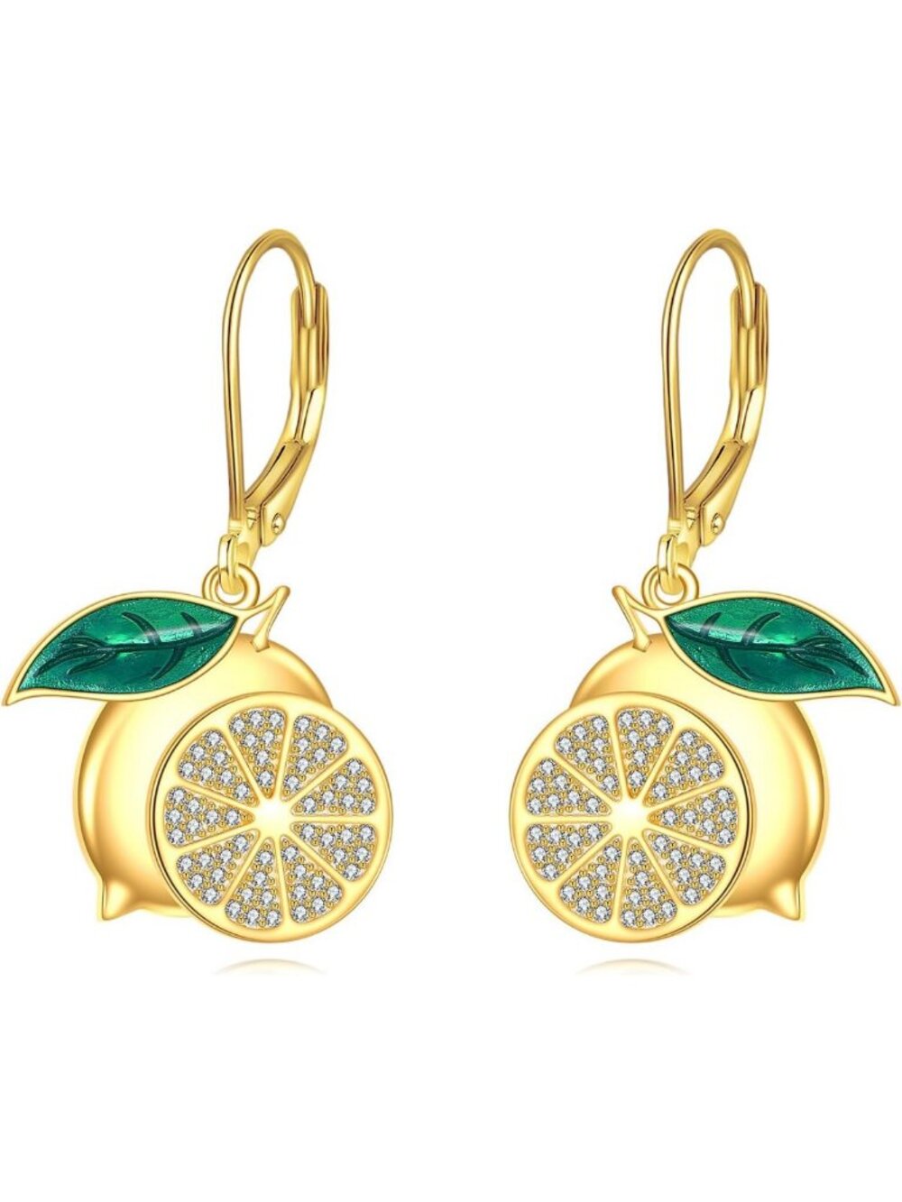 Sterling Silver Fruit Earrings with Sparkling Cubic Zirconia - Cute & Stylish